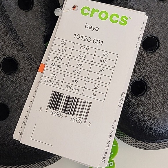 NWT Crocs Mens Black Baya Clog 13 - Picture 10 of 13